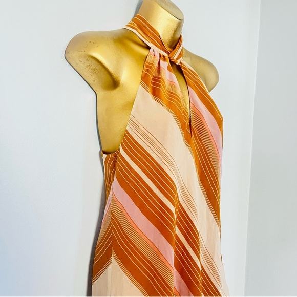 Joie Silk Striped Halter Top Blouse Women’s Small Brown Pink Orange Boho Chic - Picture 4 of 8